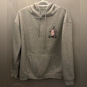 Gray Hoodie with Pink Graphic